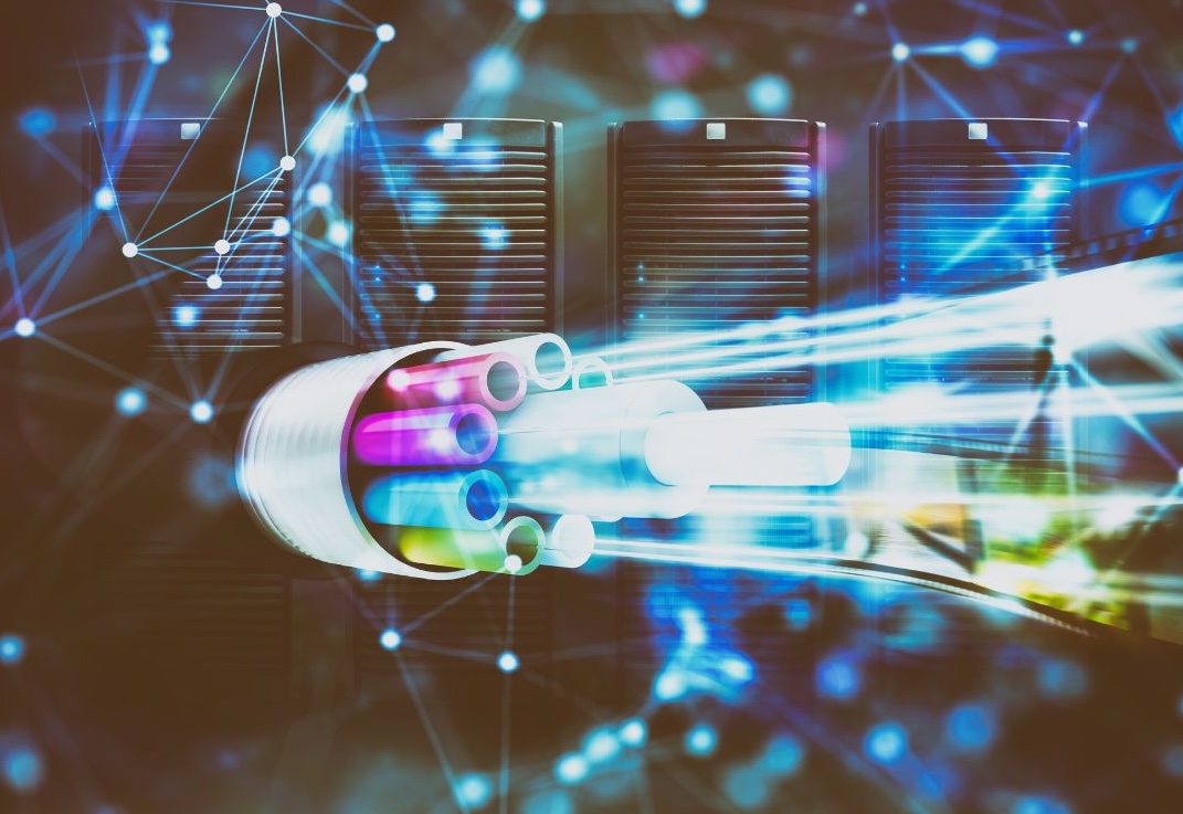 fibre optic cables transmitting data