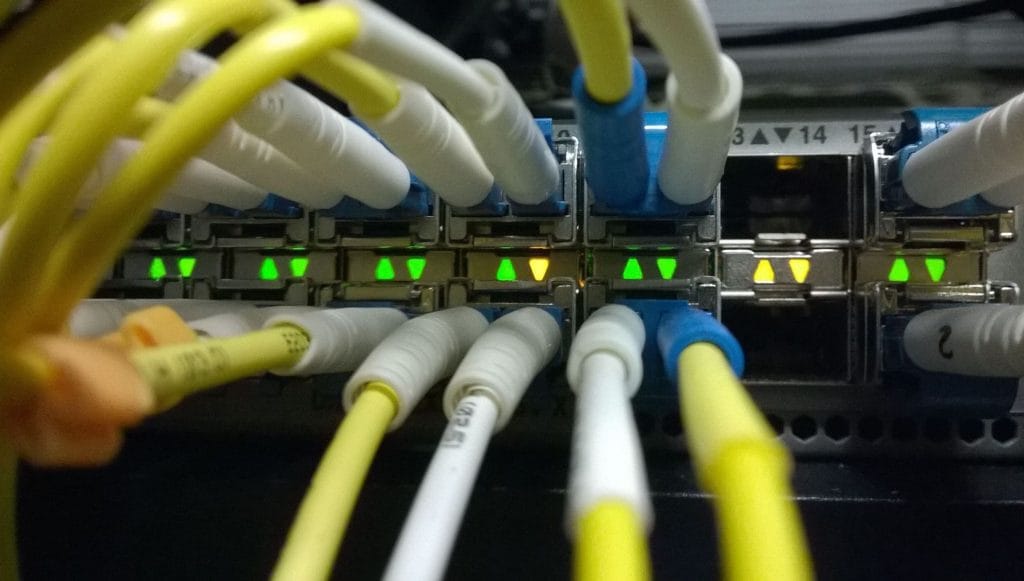 fibre cables in a data centre