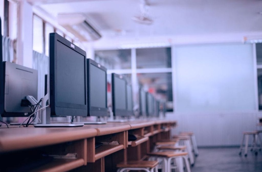 row of computers in a university