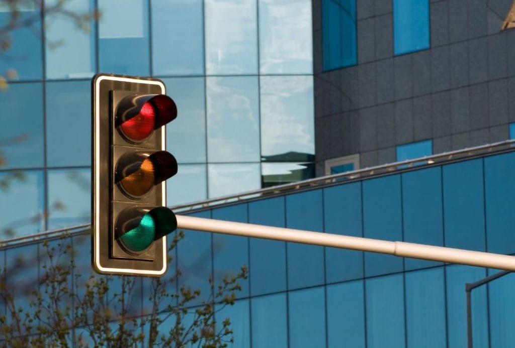 overhanging traffic light