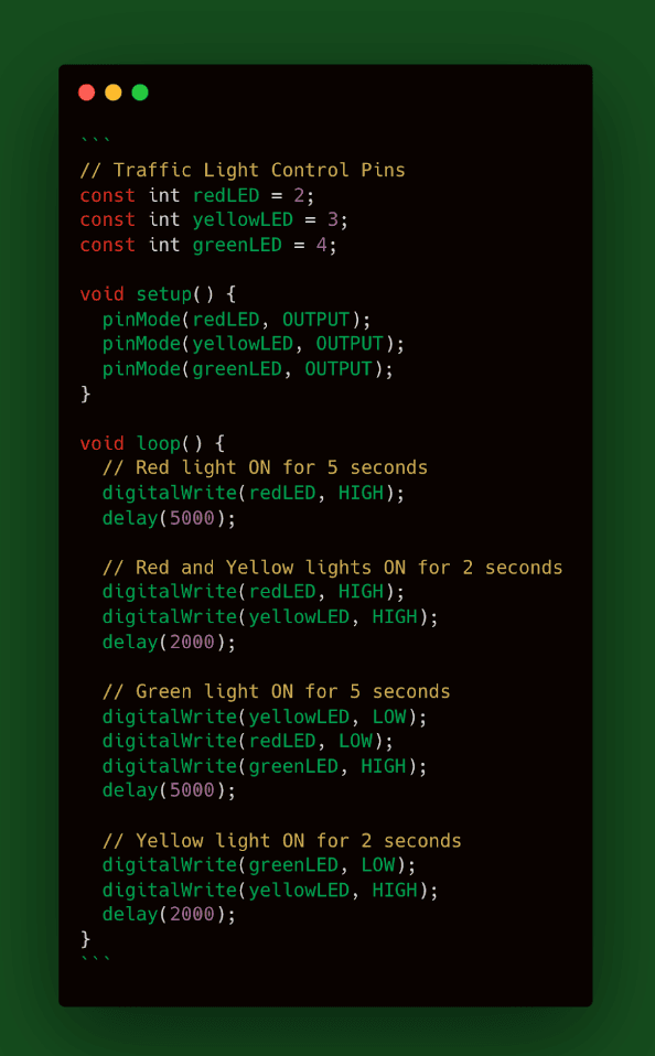 traffic light circuit code