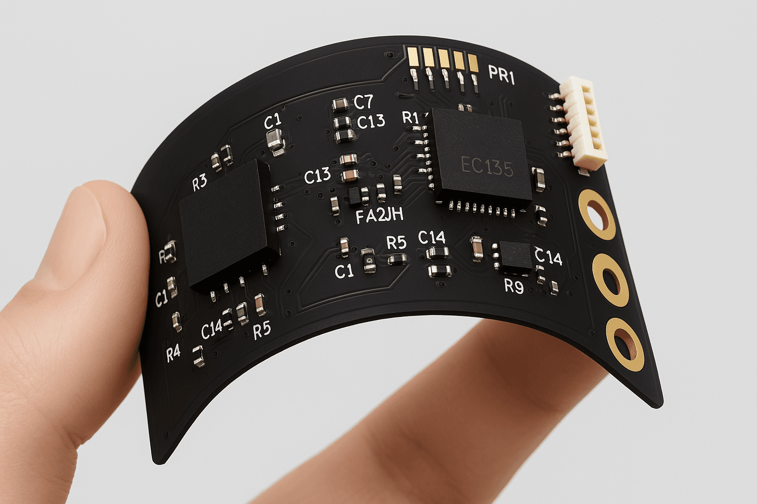 person holding flexible pcb